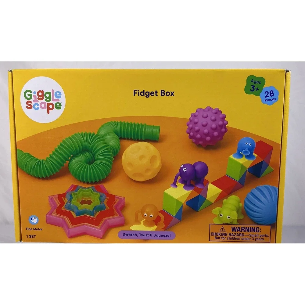 GiggleScape Fidget Box 28 Piece Set Ages 3 Sensory Toys Fine Motor‎ Skills